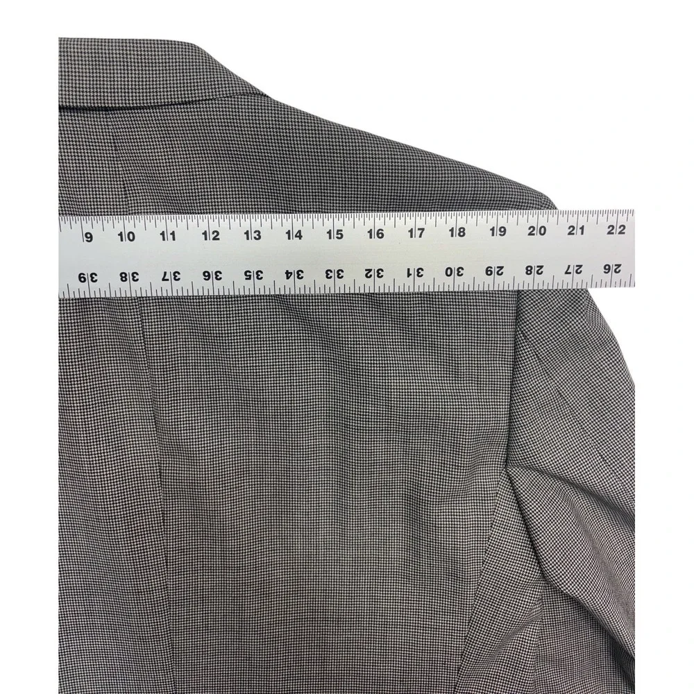 vtg 90s Double Breasted 42R 34x29 Black White Micro Houndstooth 2pc Pant Suit